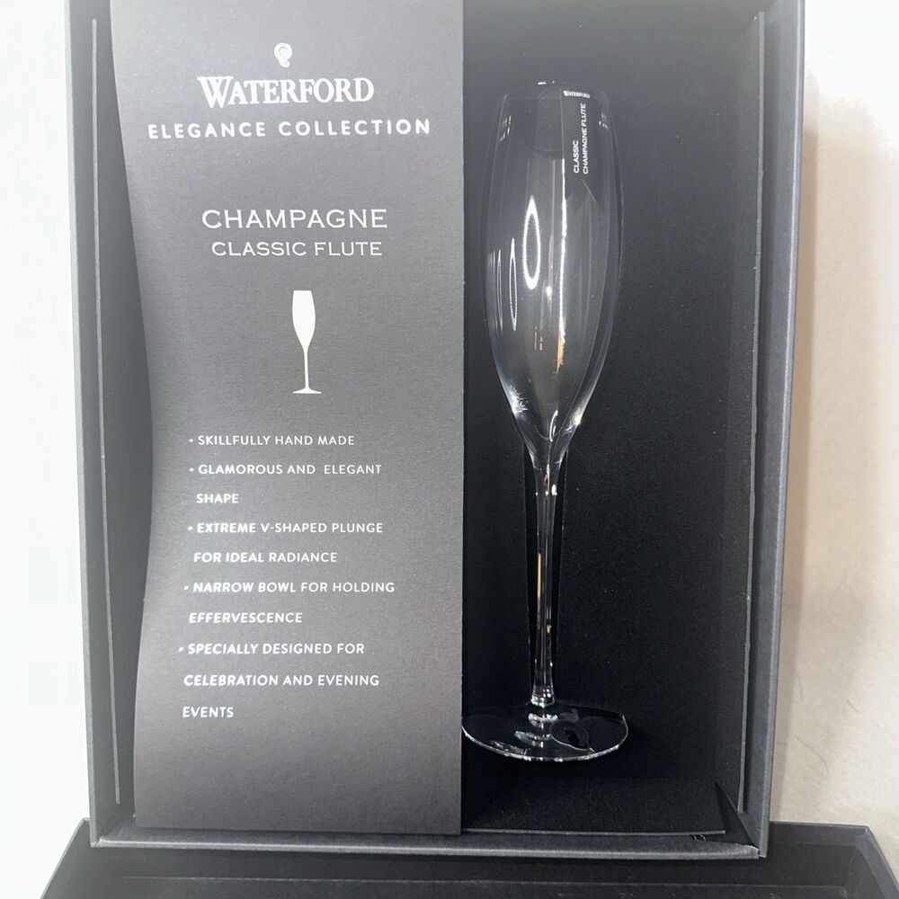 Waterford Fine Crystal Elegance  Champagne Flutes New With Factory Box